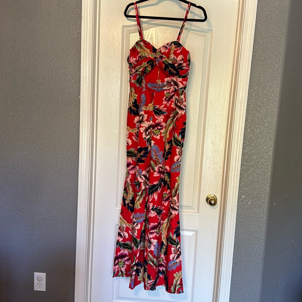 Tropical print jumpsuit.